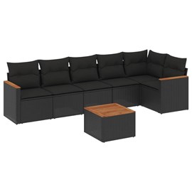 Maison exclusive - salon de jardin 7 pcs avec coussins noir résine tressée