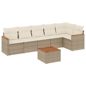 Maison exclusive - salon de jardin avec coussins 7 pcs beige résine tressée
