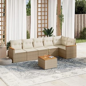 Maison exclusive - salon de jardin avec coussins 7 pcs beige résine tressée