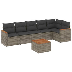 Maison exclusive - salon de jardin avec coussins 7 pcs gris résine tressée