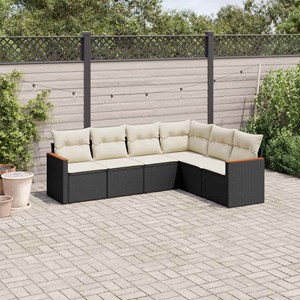 Maison exclusive - salon de jardin 6 pcs avec coussins noir résine tressée