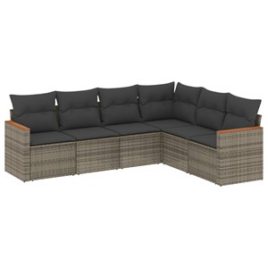 Maison exclusive - salon de jardin 6 pcs avec coussins gris résine tressée