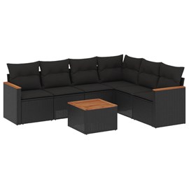 Maison exclusive - salon de jardin 7 pcs avec coussins noir résine tressée