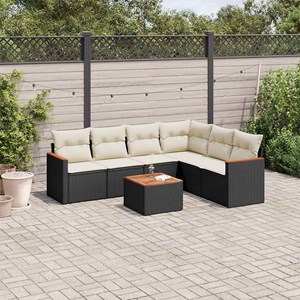 Maison exclusive - salon de jardin 7 pcs avec coussins noir résine tressée