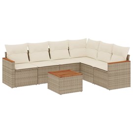 Maison exclusive - salon de jardin avec coussins 7 pcs beige résine tressée