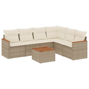 Maison exclusive - salon de jardin avec coussins 7 pcs beige résine tressée