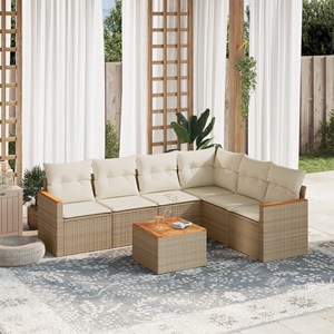 Maison exclusive - salon de jardin avec coussins 7 pcs beige résine tressée