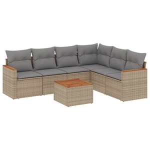 Maison exclusive - salon de jardin avec coussins 7 pcs beige résine tressée