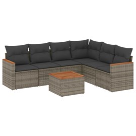 Maison exclusive - salon de jardin avec coussins 7 pcs gris résine tressée
