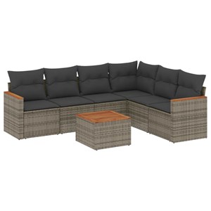 Maison exclusive - salon de jardin avec coussins 7 pcs gris résine tressée