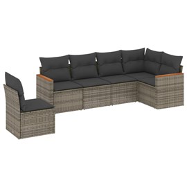 Maison exclusive - salon de jardin 6 pcs avec coussins gris résine tressée