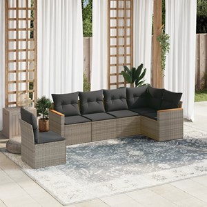 Maison exclusive - salon de jardin 6 pcs avec coussins gris résine tressée