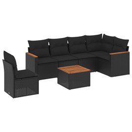 Maison exclusive - salon de jardin 7 pcs avec coussins noir résine tressée