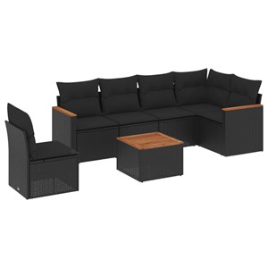 Maison exclusive - salon de jardin 7 pcs avec coussins noir résine tressée