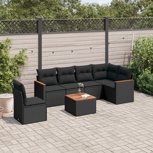 Maison exclusive - salon de jardin 7 pcs avec coussins noir résine tressée