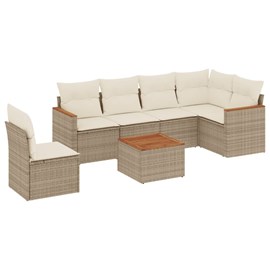 Maison exclusive - salon de jardin avec coussins 7 pcs beige résine tressée