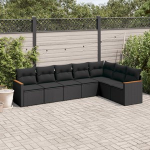 Maison exclusive - salon de jardin 7 pcs avec coussins noir résine tressée