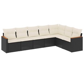 Maison exclusive - salon de jardin 7 pcs avec coussins noir résine tressée