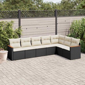 Maison exclusive - salon de jardin 7 pcs avec coussins noir résine tressée