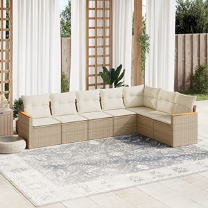 Maison exclusive - salon de jardin avec coussins 7 pcs beige résine tressée