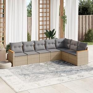 Maison exclusive - salon de jardin avec coussins 7 pcs beige résine tressée