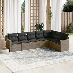 Maison exclusive - salon de jardin avec coussins 7 pcs gris résine tressée
