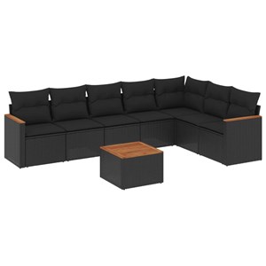 Maison exclusive - salon de jardin 8 pcs avec coussins noir résine tressée