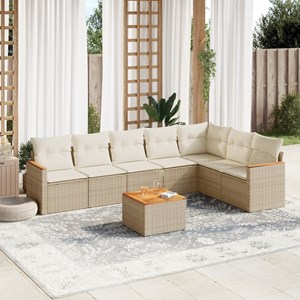 Maison exclusive - salon de jardin avec coussins 8 pcs beige résine tressée