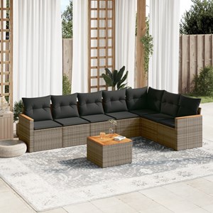 Maison exclusive - salon de jardin 8 pcs avec coussins gris résine tressée