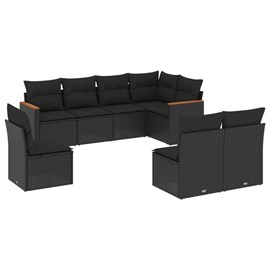 Maison exclusive - salon de jardin 8 pcs avec coussins noir résine tressée