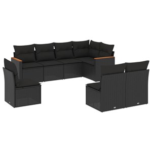 Maison exclusive - salon de jardin 8 pcs avec coussins noir résine tressée