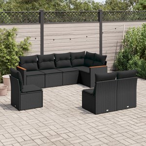 Maison exclusive - salon de jardin 8 pcs avec coussins noir résine tressée