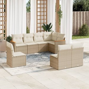 Maison exclusive - salon de jardin avec coussins 8 pcs beige résine tressée