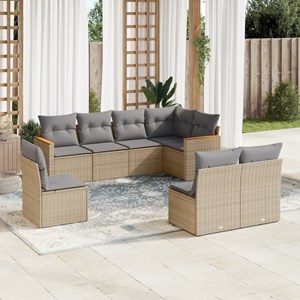 Maison exclusive - salon de jardin avec coussins 8 pcs beige résine tressée
