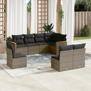 Maison exclusive - salon de jardin 8 pcs avec coussins gris résine tressée