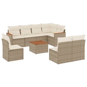 Maison exclusive - salon de jardin avec coussins 9 pcs beige résine tressée