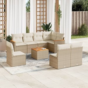 Maison exclusive - salon de jardin avec coussins 9 pcs beige résine tressée