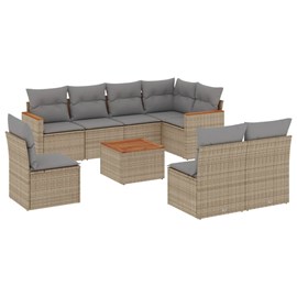 Maison exclusive - salon de jardin avec coussins 9 pcs beige résine tressée