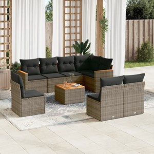 Maison exclusive - salon de jardin 9 pcs avec coussins gris résine tressée