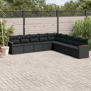Maison exclusive - salon de jardin 9 pcs avec coussins noir résine tressée