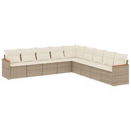 Maison exclusive - salon de jardin avec coussins 9 pcs beige résine tressée