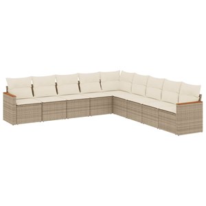 Maison exclusive - salon de jardin avec coussins 9 pcs beige résine tressée