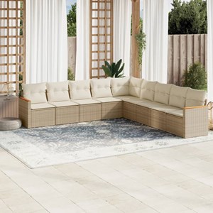 Maison exclusive - salon de jardin avec coussins 9 pcs beige résine tressée