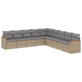 Maison exclusive - salon de jardin avec coussins 9 pcs beige résine tressée