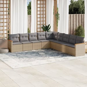 Maison exclusive - salon de jardin avec coussins 9 pcs beige résine tressée
