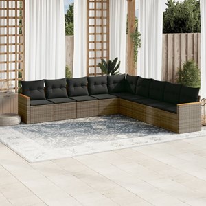 Maison exclusive - salon de jardin 9 pcs avec coussins gris résine tressée