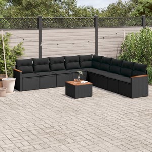 Maison exclusive - salon de jardin 10 pcs avec coussins noir résine tressée