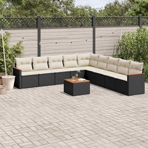 Maison exclusive - salon de jardin 10 pcs avec coussins noir résine tressée