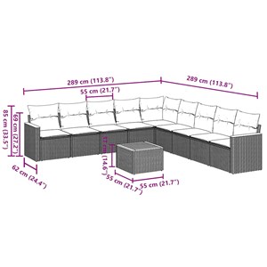 Maison exclusive - salon de jardin 10 pcs avec coussins noir résine tressée