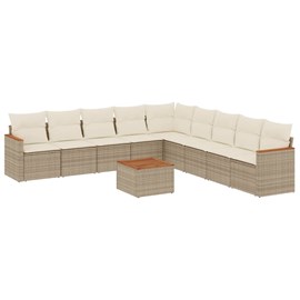 Maison exclusive - salon de jardin avec coussins 10 pcs beige résine tressée